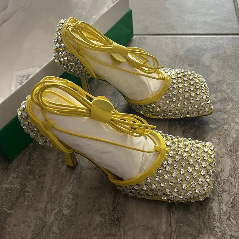 Bottega Veneta Stretch Swarovski Crystals Embellished Pumps, New, Size 36.5 - Picture 6 of 12